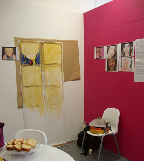 Working over a ground of yellow ochre acrylic paint