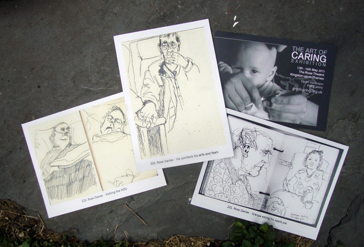 Three postcards for the Art Of Caring exhibition
