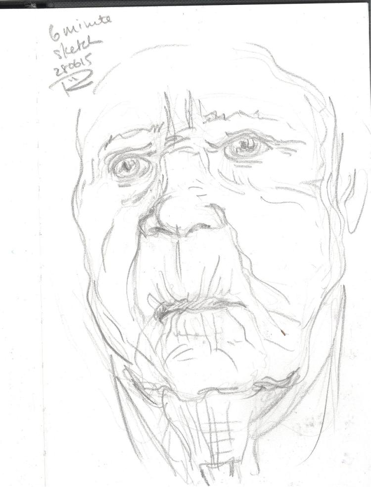 A timed graphite sketch of an elder in my sketchbook