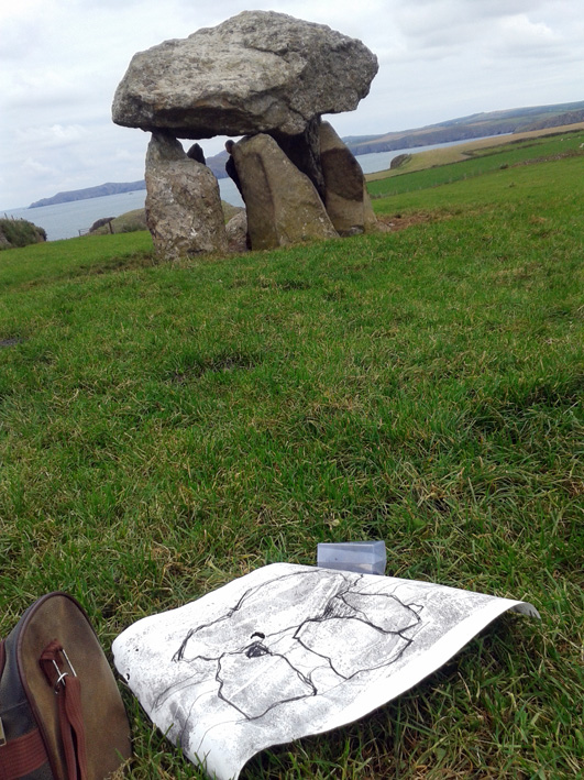 stone and drawing