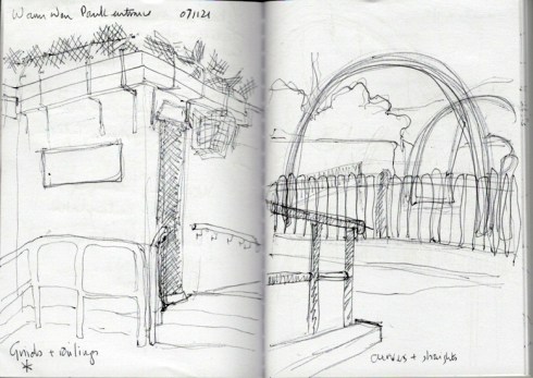 Drawings of the community and play equipment in Brynmelyn par 